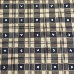 Cotone Tartan Cuoricini Panna